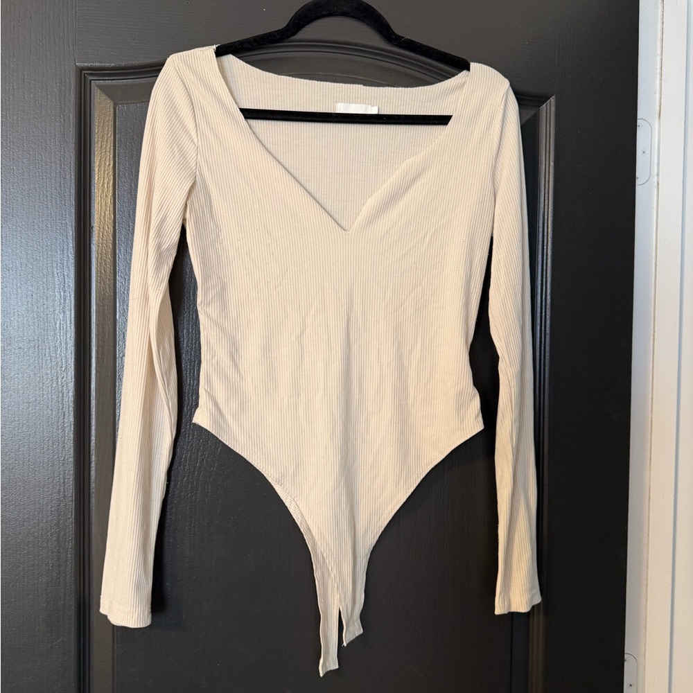 MESHKI Cream Long Sleeve Bodysuit